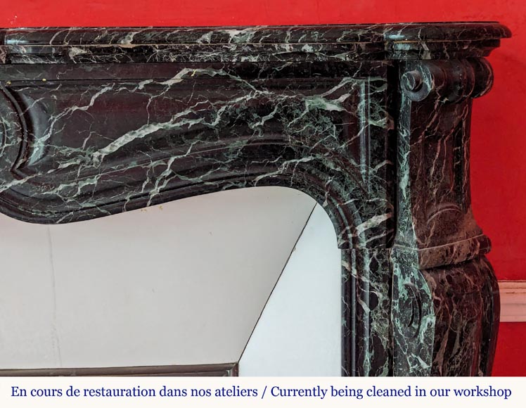 Louis XV style Pompadour mantel in Vert de Mer marble Louis XV style Pompadour mantel in Vert de Mer marble-6