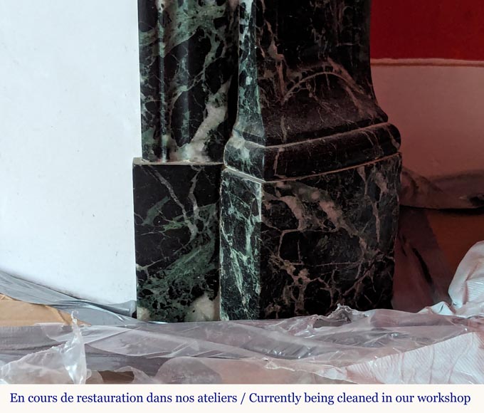 Louis XV style Pompadour mantel in Vert de Mer marble Louis XV style Pompadour mantel in Vert de Mer marble-7