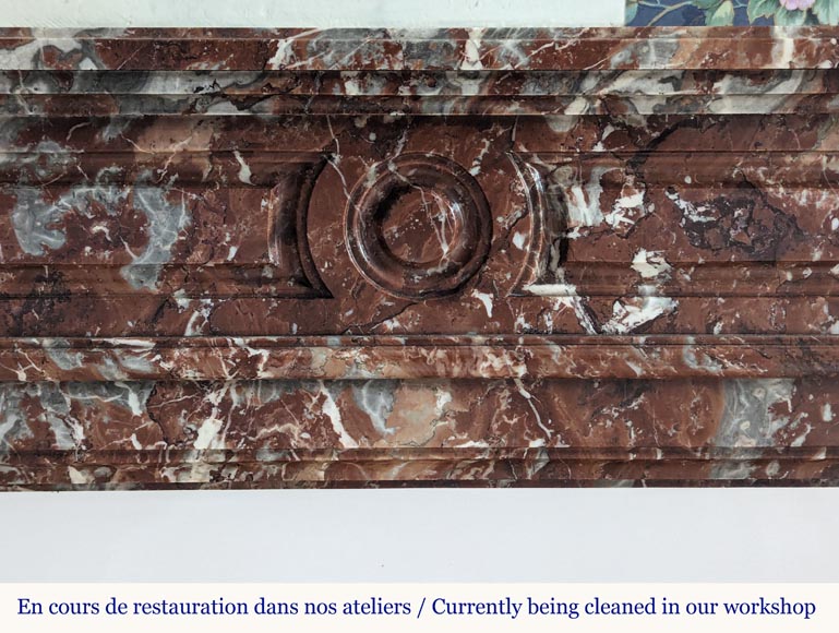 Louis XVI style mantel in Rouge du Nord marble Louis XVI style mantel in Rouge du Nord marble-1