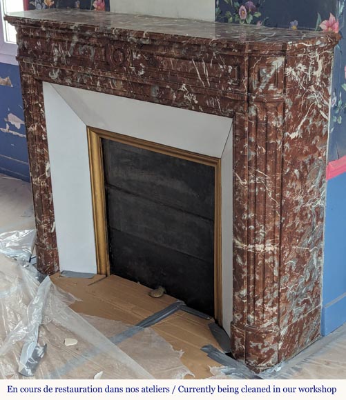 Louis XVI style mantel in Rouge du Nord marble Louis XVI style mantel in Rouge du Nord marble-5