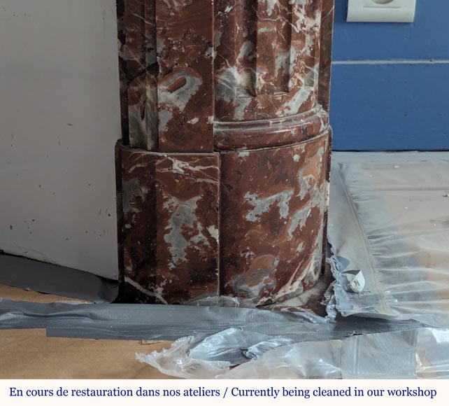 Louis XVI style mantel in Rouge du Nord marble Louis XVI style mantel in Rouge du Nord marble-6