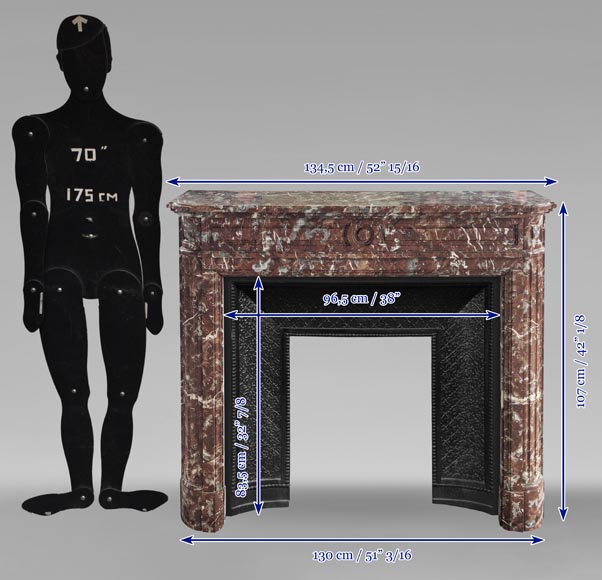 Louis XVI style mantel in Rouge du Nord marble Louis XVI style mantel in Rouge du Nord marble-9