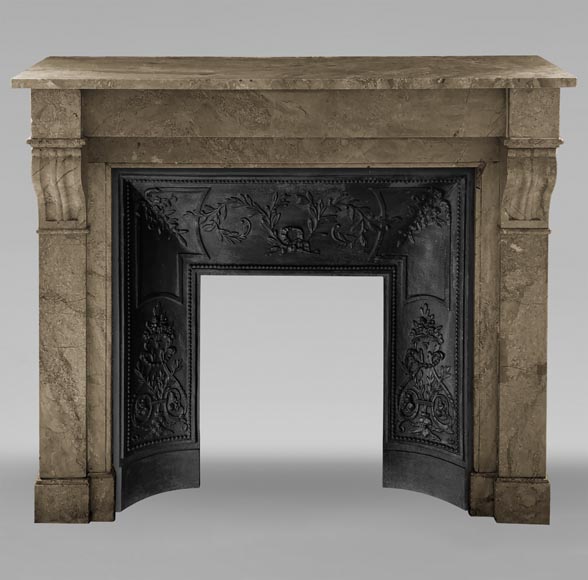 Napoleon III style mantel with modillions in Lunel marble Napoleon III style mantel with modillions in Lunel marble-0