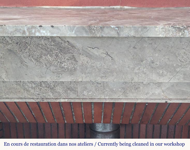 Napoleon III style mantel with modillions in Lunel marble Napoleon III style mantel with modillions in Lunel marble-1