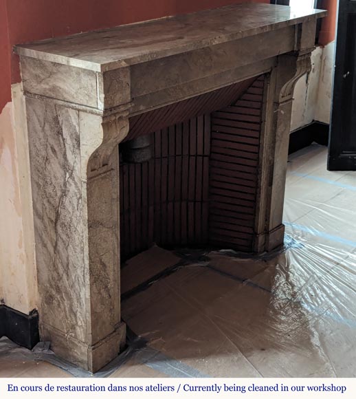 Napoleon III style mantel with modillions in Lunel marble Napoleon III style mantel with modillions in Lunel marble-2