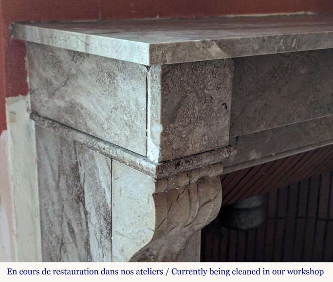 Napoleon III style mantel with modillions in Lunel marble Napoleon III style mantel with modillions in Lunel marble-3