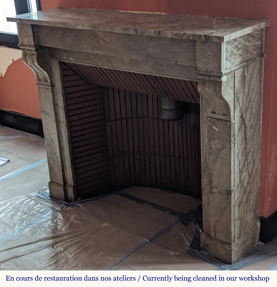 Napoleon III style mantel with modillions in Lunel marble Napoleon III style mantel with modillions in Lunel marble-5