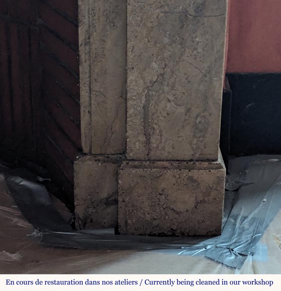 Napoleon III style mantel with modillions in Lunel marble Napoleon III style mantel with modillions in Lunel marble-7