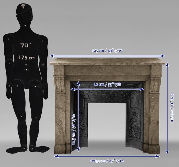 Napoleon III style mantel with modillions in Lunel marble Napoleon III style mantel with modillions in Lunel marble-9