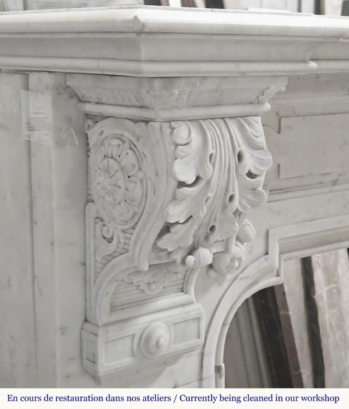 Napoleon III style fireplace in Carrara marble, decorated with a fruit frieze Napoleon III style fireplace in Carrara marble, decorated with a fruit frieze-5