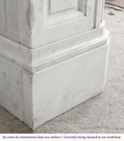 Napoleon III style fireplace in Carrara marble, decorated with a fruit frieze Napoleon III style fireplace in Carrara marble, decorated with a fruit frieze-7