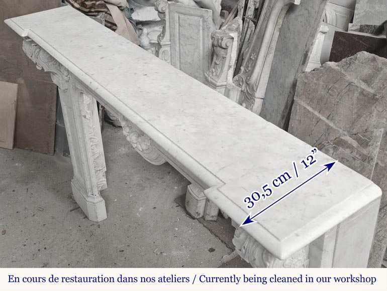 Napoleon III style fireplace in Carrara marble, decorated with a fruit frieze Napoleon III style fireplace in Carrara marble, decorated with a fruit frieze-11