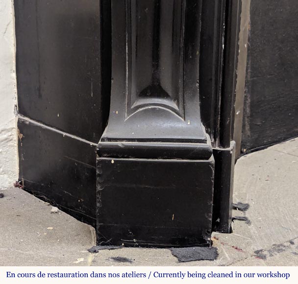 Louis XV style mantel with carved shell in fine black marble Louis XV style mantel with carved shell in fine black marble-5