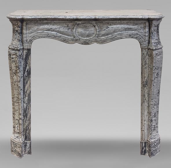 Louis XV style Pompadour mantel in Bleu Fleuri marble Louis XV style Pompadour mantel in Bleu Fleuri marble-0