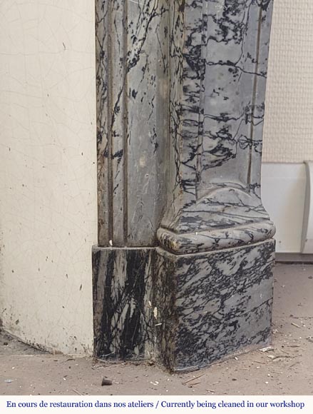 Louis XV style Pompadour mantel in Bleu Fleuri marble Louis XV style Pompadour mantel in Bleu Fleuri marble-7