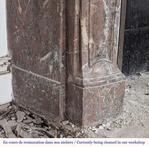 Louis XV style mantel in Rouge du Nord marble adorned with a shell motif Louis XV style mantel in Rouge du Nord marble adorned with a shell motif-5