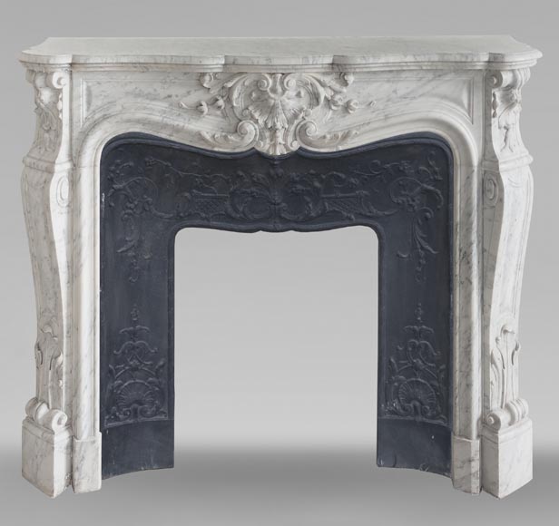 Louis XV style mantel in veined Carrara marble Louis XV style mantel in veined Carrara marble-0