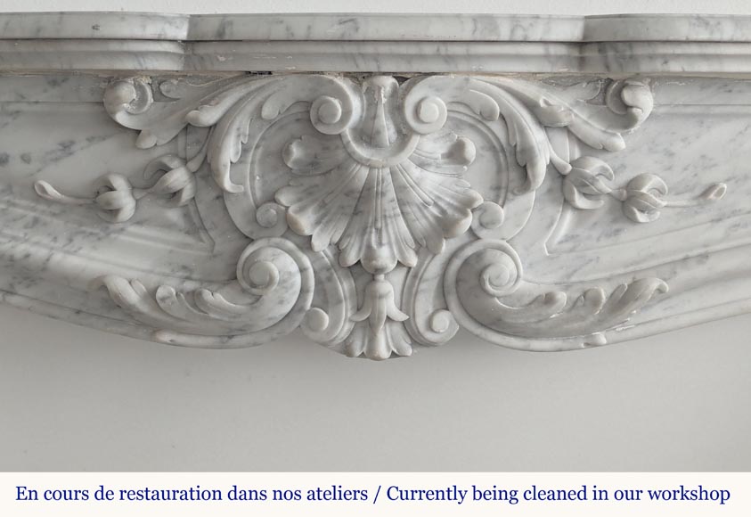Louis XV style mantel in veined Carrara marble Louis XV style mantel in veined Carrara marble-1