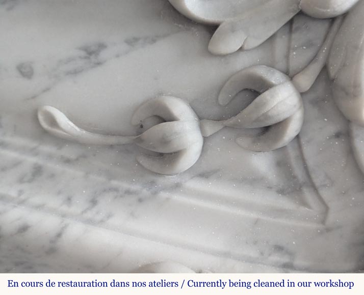 Louis XV style mantel in veined Carrara marble Louis XV style mantel in veined Carrara marble-4