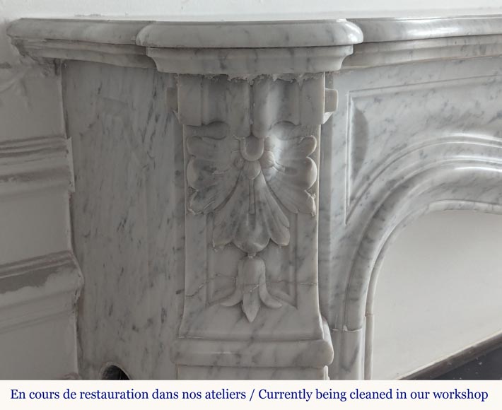 Louis XV style mantel in veined Carrara marble Louis XV style mantel in veined Carrara marble-6
