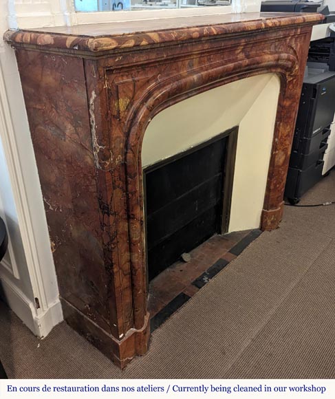 Louis XIV style mantel carved in Breche Sanguine Louis XIV style mantel carved in Breche Sanguine-2