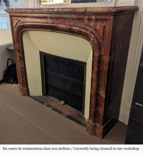 Louis XIV style mantel carved in Breche Sanguine Louis XIV style mantel carved in Breche Sanguine-5