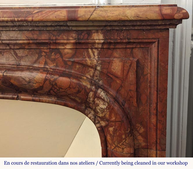 Louis XIV style mantel carved in Breche Sanguine Louis XIV style mantel carved in Breche Sanguine-6