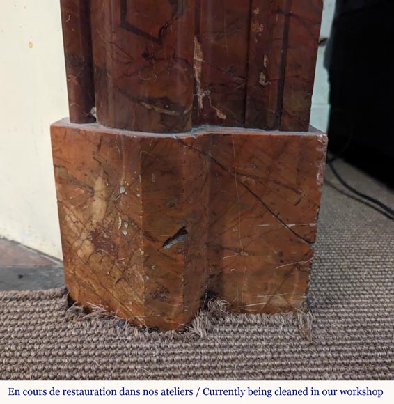 Louis XIV style mantel carved in Breche Sanguine Louis XIV style mantel carved in Breche Sanguine-7