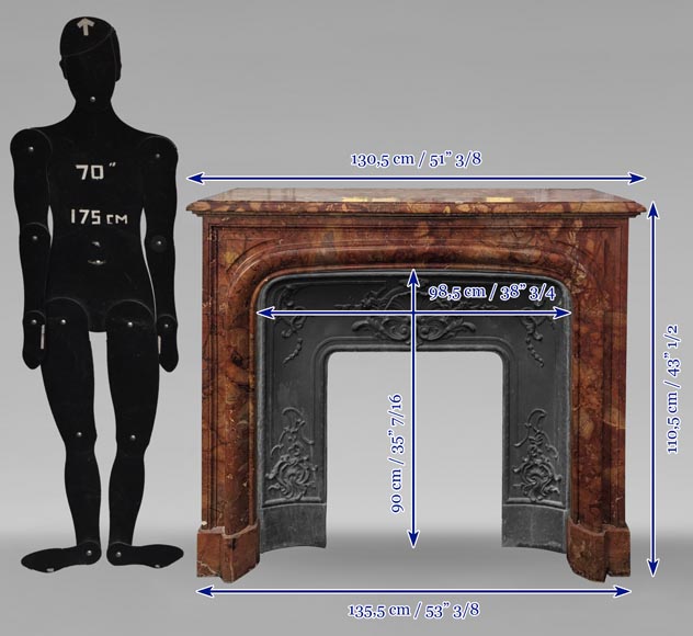 Louis XIV style mantel carved in Breche Sanguine Louis XIV style mantel carved in Breche Sanguine-9