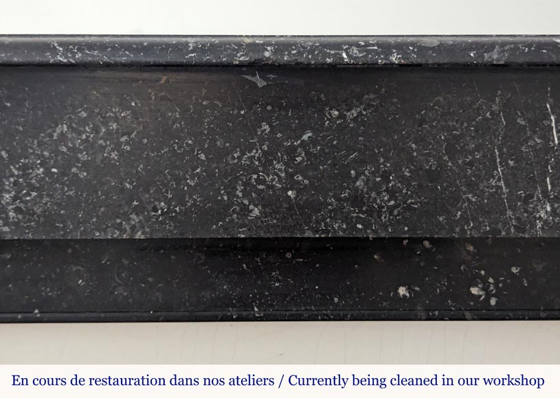 Napoleon III style mantel in black speckled marble with modillions Napoleon III style mantel in black speckled marble with modillions-1