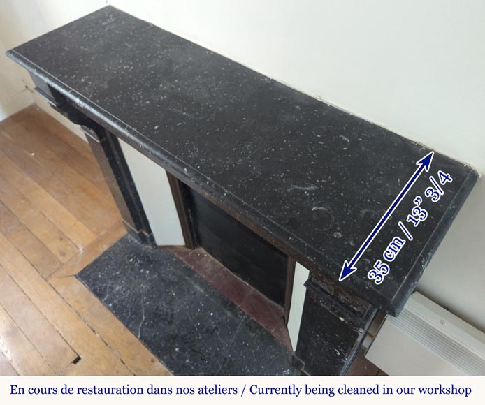 Napoleon III style mantel in black speckled marble with modillions Napoleon III style mantel in black speckled marble with modillions-9