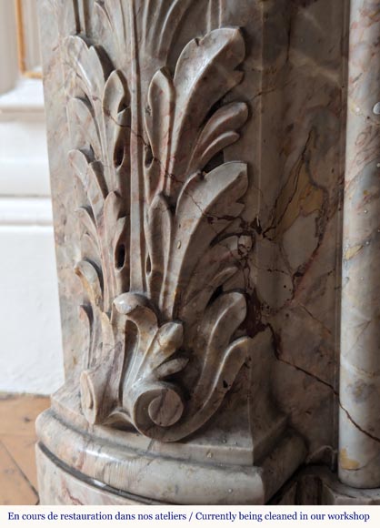 Large Louis XV style curved and finely carved Sarrancolin marble mantel Large Louis XV style curved and finely carved Sarrancolin marble mantel-7