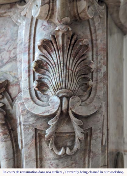 Large Louis XV style curved and finely carved Sarrancolin marble mantel Large Louis XV style curved and finely carved Sarrancolin marble mantel-11