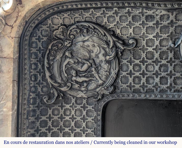 Large Louis XV style curved and finely carved Sarrancolin marble mantel Large Louis XV style curved and finely carved Sarrancolin marble mantel-14