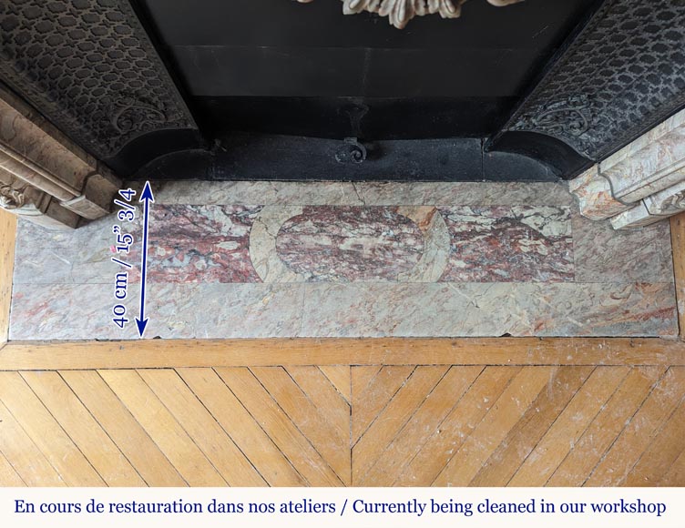 Large Louis XV style curved and finely carved Sarrancolin marble mantel Large Louis XV style curved and finely carved Sarrancolin marble mantel-15