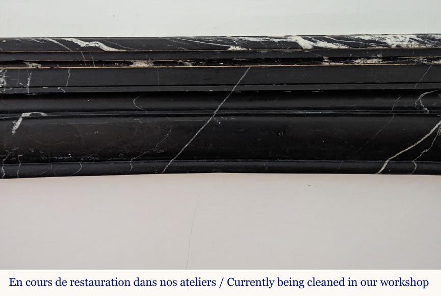 Louis XIV style mantel in Marquina marble Louis XIV style mantel in Marquina marble-1