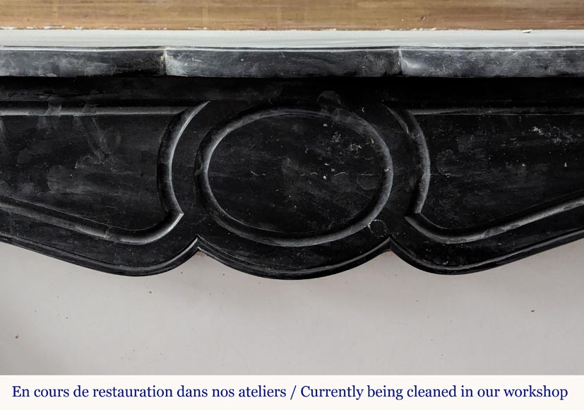 Louis XV style Pompadour mantel in black speckled marble Louis XV style Pompadour mantel in black speckled marble-1