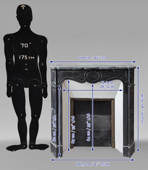 Louis XV style Pompadour mantel in black speckled marble Louis XV style Pompadour mantel in black speckled marble-9