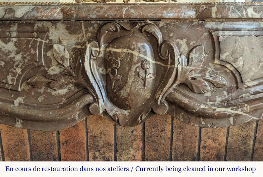 Louis XV period mantel in Rouge du Nord marble Louis XV period mantel in Rouge du Nord marble-1