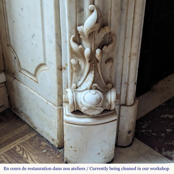 Louis XV style mantel in Carrara marble richly carved with foliage Louis XV style mantel in Carrara marble richly carved with foliage-8