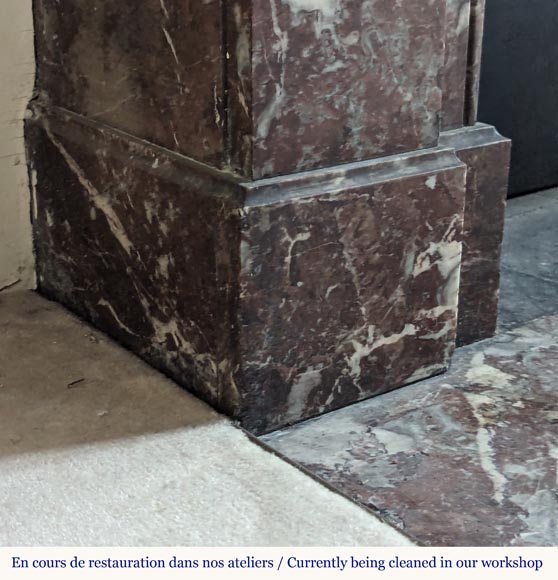 Napoleon III style mantel with modillions in Rouge du Nord marble Napoleon III style mantel with modillions in Rouge du Nord marble-4