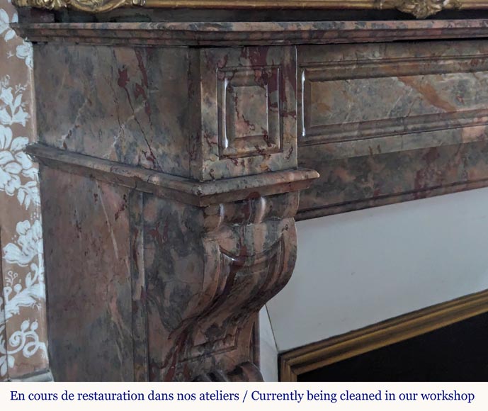 Napoleon III style mantel with modillions carved in Enjugerais marble Napoleon III style mantel with modillions carved in Enjugerais marble-3