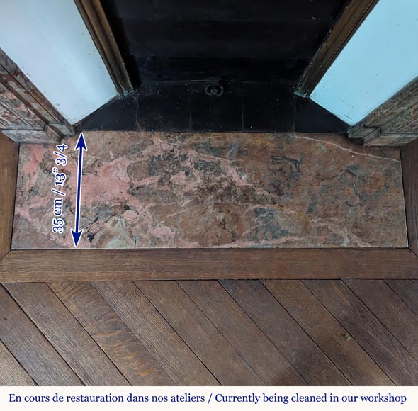 Napoleon III style mantel with modillions carved in Enjugerais marble Napoleon III style mantel with modillions carved in Enjugerais marble-9