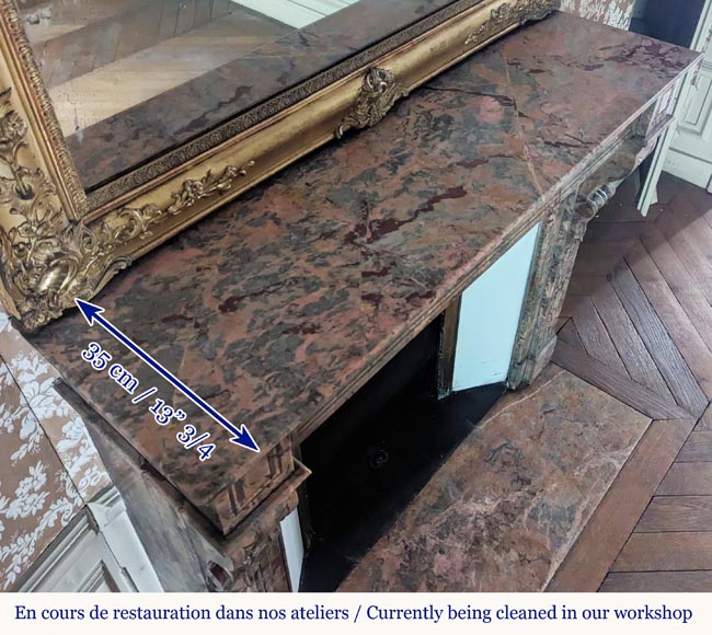 Napoleon III style mantel with modillions carved in Enjugerais marble Napoleon III style mantel with modillions carved in Enjugerais marble-10