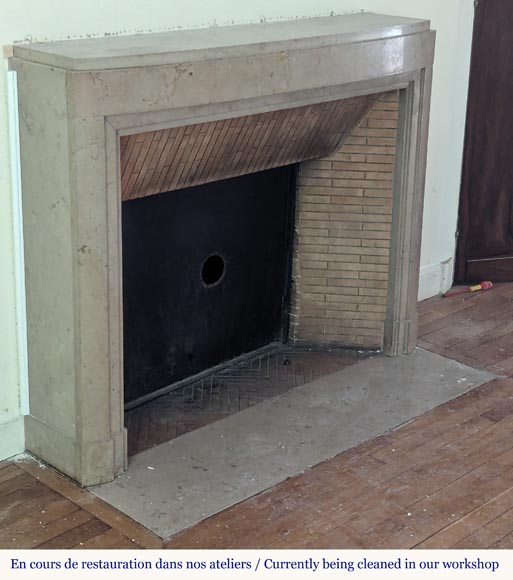 Curved Art Deco style mantel in Comblanchien stone Curved Art Deco style mantel in Comblanchien stone-2