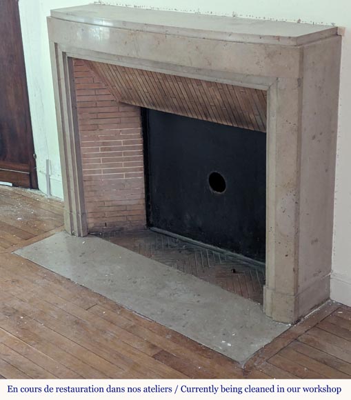 Curved Art Deco style mantel in Comblanchien stone Curved Art Deco style mantel in Comblanchien stone-5