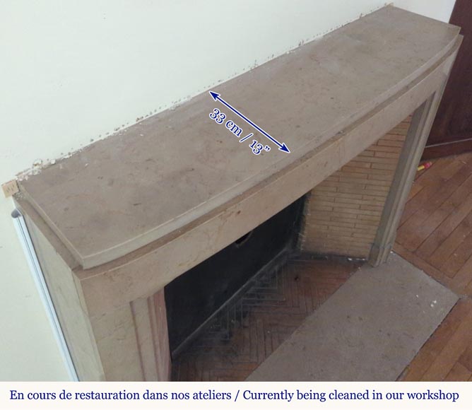 Curved Art Deco style mantel in Comblanchien stone Curved Art Deco style mantel in Comblanchien stone-9