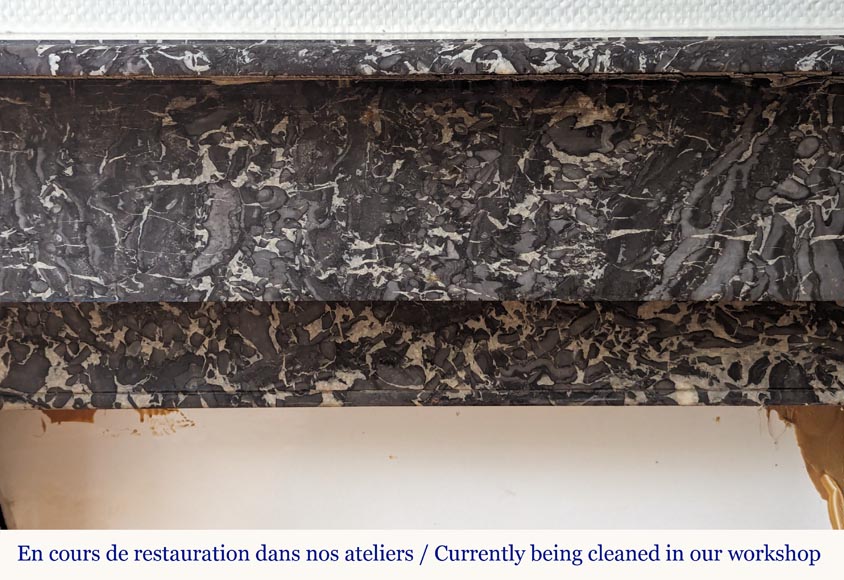 Napoleon III style mantel in Sainte Anne Gris marble Napoleon III style mantel in Sainte Anne Gris marble-1