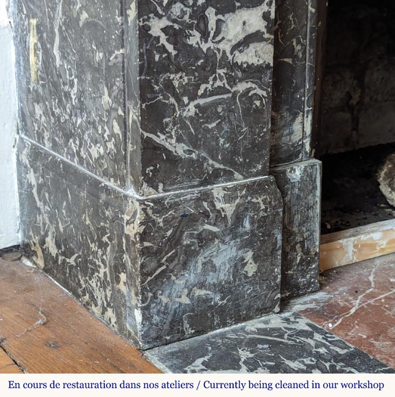 Napoleon III style mantel in Sainte Anne Gris marble Napoleon III style mantel in Sainte Anne Gris marble-5