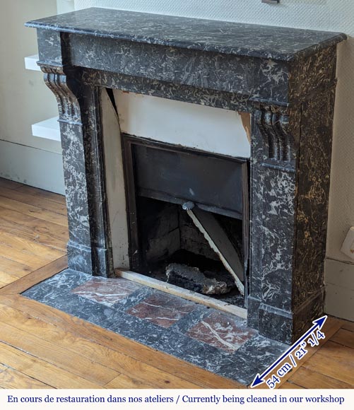 Napoleon III style mantel in Sainte Anne Gris marble Napoleon III style mantel in Sainte Anne Gris marble-6